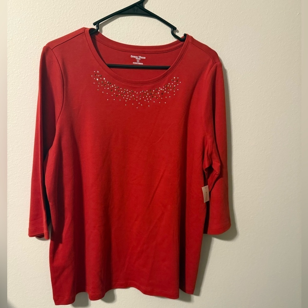 Studio Works Red Embellished Blouse